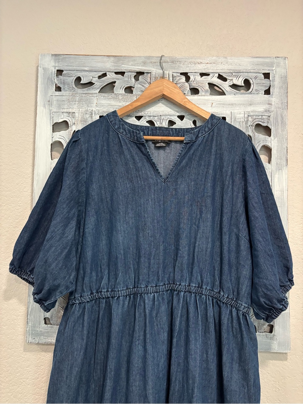 City Chic August Short Sleeve Dark Blue Denim Tiered Midi Dress - Picture 5 of 11